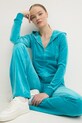 Juicy Couture spodnie dresowe welurowe DEL RAY PANT JCAP180.696 turkusowy AW24