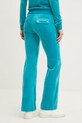 Odzież Juicy Couture spodnie dresowe welurowe DEL RAY PANT JCAP180.696 turkusowy