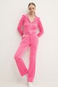Juicy Couture spodnie dresowe welurowe TINA TRACK PANT JCAPW045.679 różowy AW24