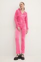 Juicy Couture spodnie dresowe welurowe LISA REGAL VELOUR STRAIGHT LEG TRACK PANT JCBBJ224829.679 różowy AW24