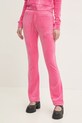 Odzież Juicy Couture spodnie dresowe welurowe LISA REGAL VELOUR STRAIGHT LEG TRACK PANT JCBBJ224829.679 różowy