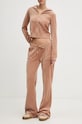 Juicy Couture spodnie dresowe welurowe HERITAGE CROWN CAISA LOW RISE PANT JCGBJ224012.681 brązowy AW24