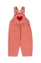 Dětské kalhoty na šle Konges Sløjd NOLA HEART OVERALLS GOTS KS101633 růžová AW24
