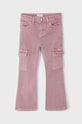 Mayoral spodnie dziecięce cargo z serży z elastanem różowy 4543.6G.Mini.9BYH