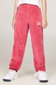 Detské tepláky Tommy Hilfiger TH SCRIPT VELOUR PANT béžová KG0KG08221.9BYH.104.122