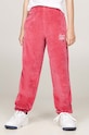 Tommy Hilfiger pantaloni de trening pentru copii TH SCRIPT VELOUR PANT roz KG0KG08221.9BYH.128.176