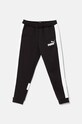 Puma pantaloni de trening din bumbac pentru copii ESS BLOCK Sweatpants tricotaj negru 681821