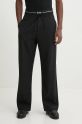 MSGM pantaloni de lana drept negru 3740MP09.247506