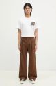 Wood Wood spodnie bawełniane Fraser Pleated Chinos brązowy 12435001.5181