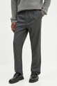 Samsoe Samsoe pantaloni de lana SABERTIL drept gri M24300073