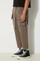 Rick Owens pantaloni de trening din bumbac Creatch Cargo Cropped Drawstring gri DU02D2371.RIG