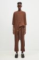 Rick Owens pantaloni della tuta di cotone Prisoner Drawstring DU02D2395.RIG marrone