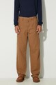 Одежда Хлопковые брюки Carhartt WIP Single Knee Pant I031497.HZ02 коричневый