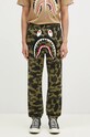 A Bathing Ape pantaloni de trening din bumbac 1ST CAMO SHARK bumbac verde 1K80152008