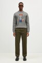 Bavlněné kalhoty Maison Kitsuné Casual Pants zelená MM01119WW0122