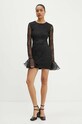 Šaty Rotate Shiny Mini Flounce Dress 112947100 černá AW24