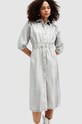 AllSaints rochie din bumbac OSA DENIM argintiu W080DA