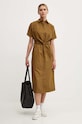 A.P.C. rochie din bumbac robe new drew COGZR.F05959 verde AW24