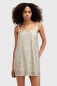 AllSaints sukienka OPELINE EMB DRESS tkanina złoty W008DA
