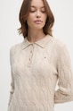 Vlněné šaty Tommy Hilfiger béžová WW0WW43085