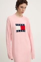 Tommy Jeans rochie din amestec de lana roz DW0DW18719
