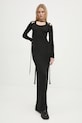 Y/Project rochie MULTISCARF LONG SLEEVE KNIT DRESS 106DR008 negru AW24
