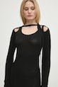 Y/Project rochie MULTISCARF LONG SLEEVE KNIT DRESS 106DR008 negru
