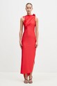 Coperni dress Asymmetric Flower Gown jersey red COPR44545