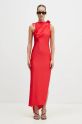 Coperni sukienka Asymmetric Flower Gown COPR44545 czerwony