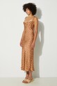 Ρούχα Φόρεμα Marine Serre Moon Printed Flou Long Slip Dress WDR302A καφέ