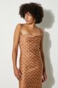 Marine Serre dress Moon Printed Flou Long Slip Dress brown WDR302A