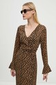 Сукня Never Fully Dressed Leopard Sheer Wrap Dress NL28459 коричневий AW24