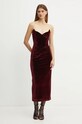 Bardot rochie de catifea CAMELLIA 59535DB burgundia AW24