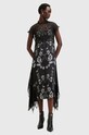 AllSaints rochie din amestec de matase GIAN DRESS W026DB negru