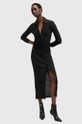 Φόρεμα AllSaints CONNIE MIDI DRESS με ελαστάν μαύρο W106DB