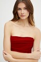 Bardot rochie de catifea CLAUDETTE burgundia 58349DB1