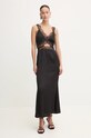 Never Fully Dressed rochie Mimi Dress with Stud Trim maxi negru NFDDR1658