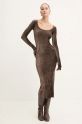 Rick Owens Lilies rochie de catifea LI02D5532VSTET2 maro AW24