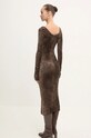 Ρούχα Βελούδινο φόρεμα Rick Owens Lilies LI02D5532VSTET2 καφέ