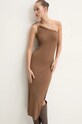 Φόρεμα Rick Owens Lilies LI02D5534CVI καφέ AW24
