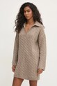 Šaty s prímesou vlny Abercrombie & Fitch KI159.5097.465 béžová AW24