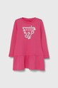 Guess sukienka bawełniana dziecięca nadruk różowy K3YK13.KA6W4.9BYH