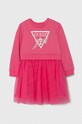 Guess sukienka bawełniana dziecięca rozkloszowany różowy K4YK09.KB8R0.9BYH