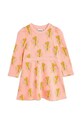 Дитяча бавовняна сукня Mini Rodini Winter flowers 2475012028 рожевий AW24