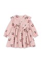 Konges Sløjd rochie din bumbac pentru copii KIM FRILL DRESS GOTS mini roz KS101547