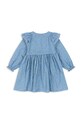 Konges Sløjd rochie din bumbac pentru copii KIM FRILL DRESS GOTS KS101547 albastru AW24