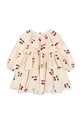 Konges Sløjd rochie din bumbac pentru copii LUNELLA DRESS GOTS mini bej KS101576