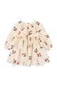 Konges Sløjd vestito di cotone bambina LUNELLA DRESS GOTS mini beige KS101576