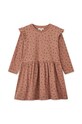 Хлопковое детское платье Liewood Lima Printed Frill Longsleeve Dress длинный розовый LW19484