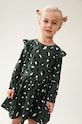 Liewood rochie din bumbac pentru copii Lima Printed Frill Longsleeve Dress mini verde LW19484